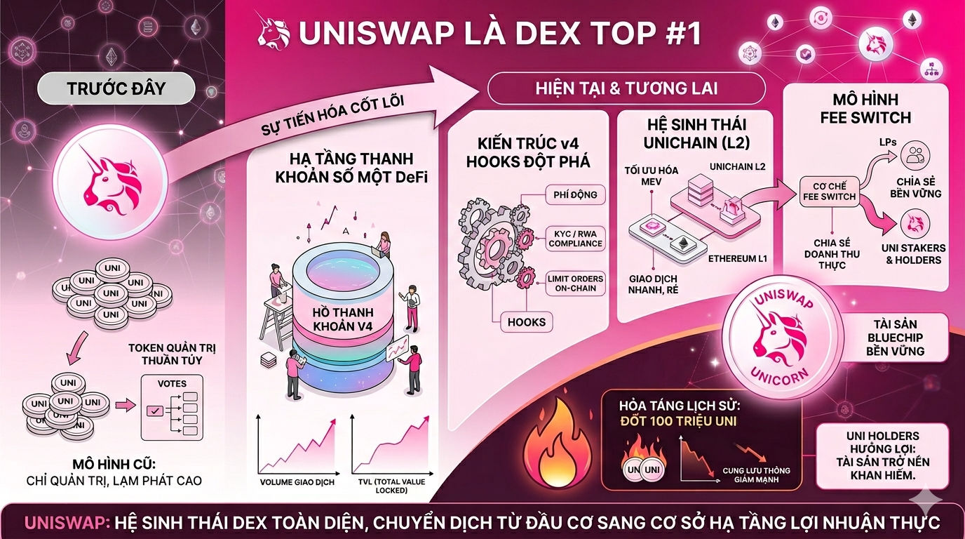 Uniswap 04/2026: Hoàn thành đốt 100M UNI và kích hoạt chuyển đổi phí Fee Switch